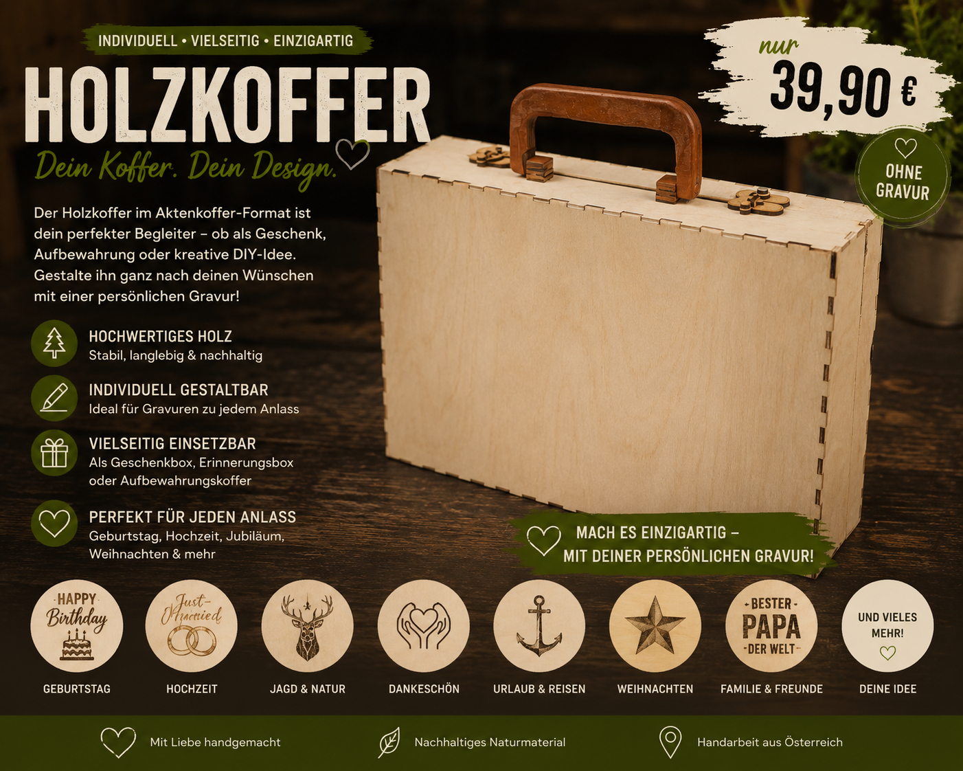 Holz Koffer ohne Gravur